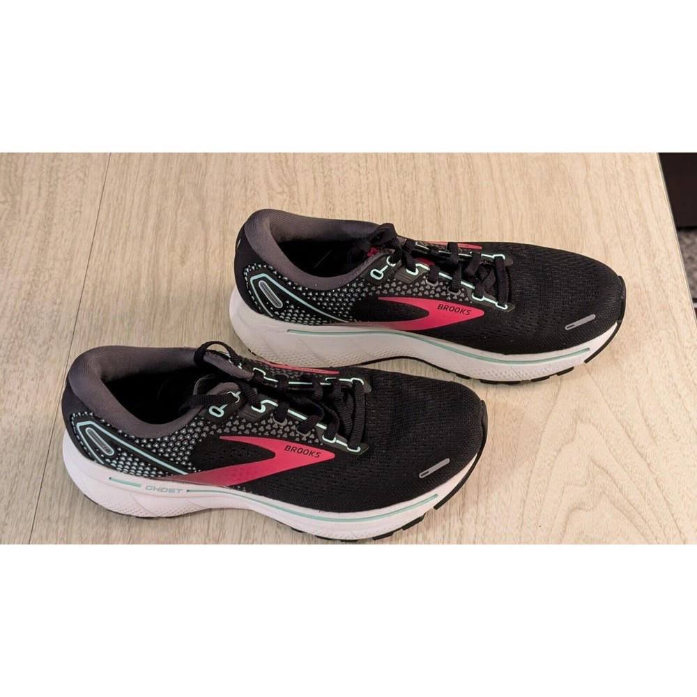 Brooks Ghost 14 #1203561B013 Black/Pink Lace-Up Running Shoes Women's Size (8)